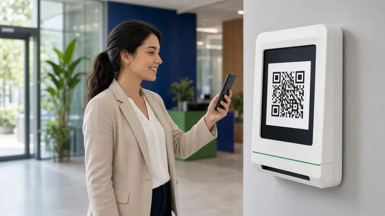 Kayasoft PDKS ile akıllı telefondan QR kod okutarak mesai girişi yapan çalışan